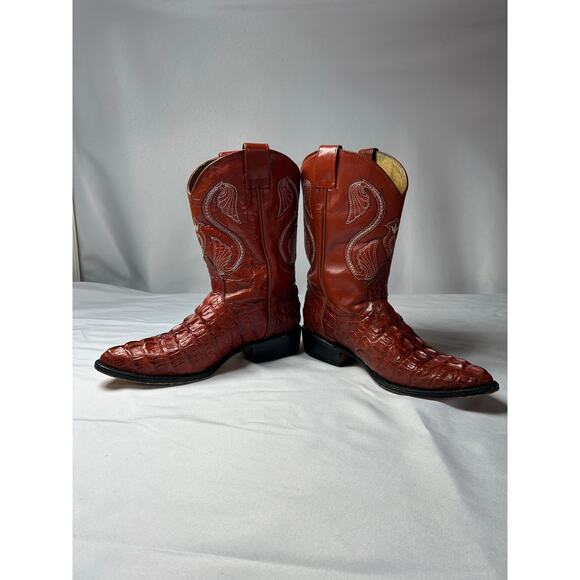 Montenegro Alligator Western Boots youth size US 2 leather embroidered crocodile - Picture 1 of 9